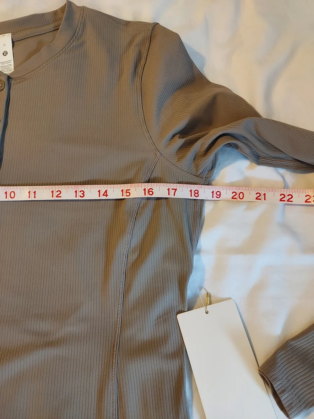 NWT Lululemon All Aligned Ribbed Long-Sleeve Henley Dress Beige Sheer Oak 12